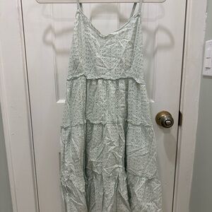 Mint Green Eyelet Mini Dress